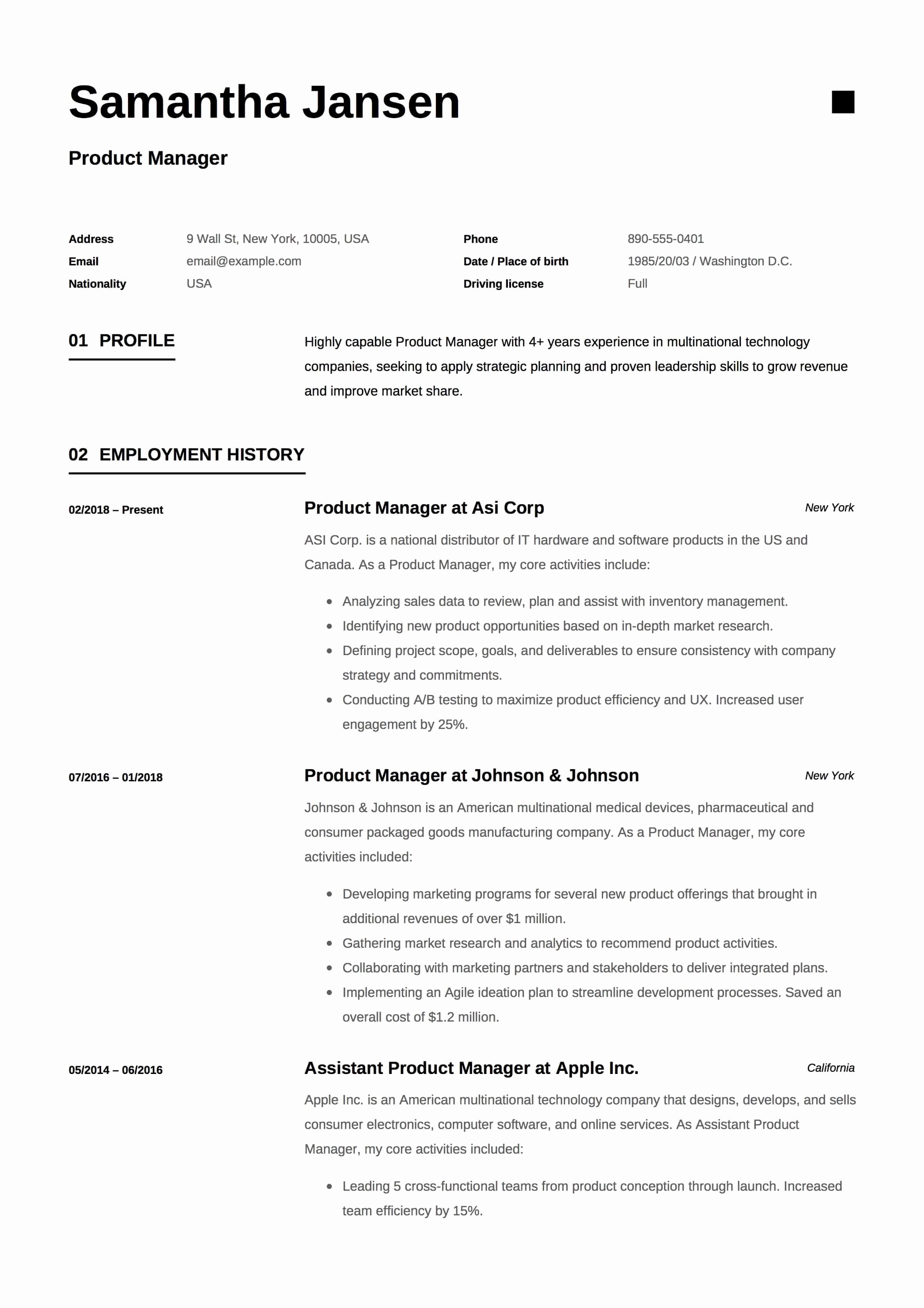 12 Product Manager Resume Sample S 2018 Free Downloads
