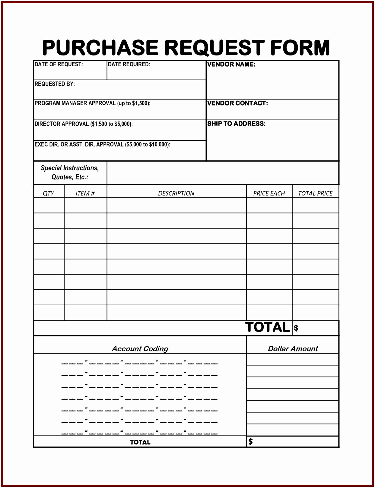 12 Purchase order Requisition form Template Pwphu