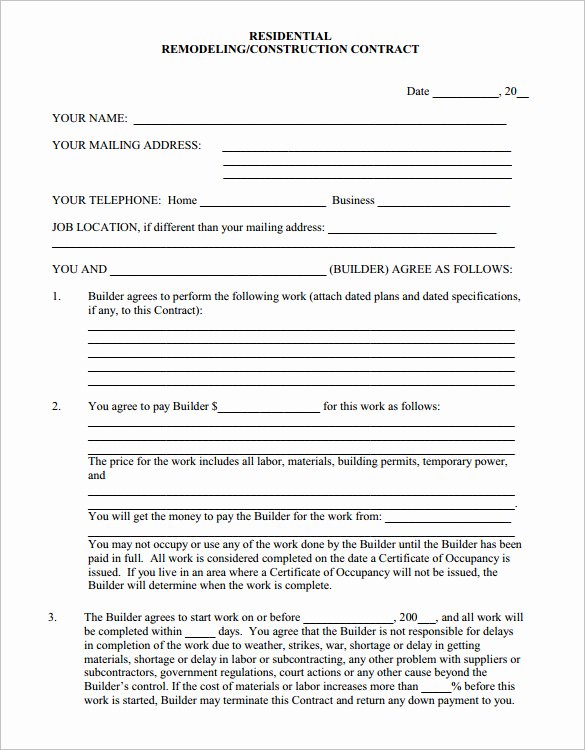 remodeling contract template