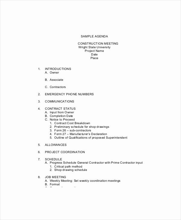 12 Safety Meeting Agenda Templates – Free Sample Example