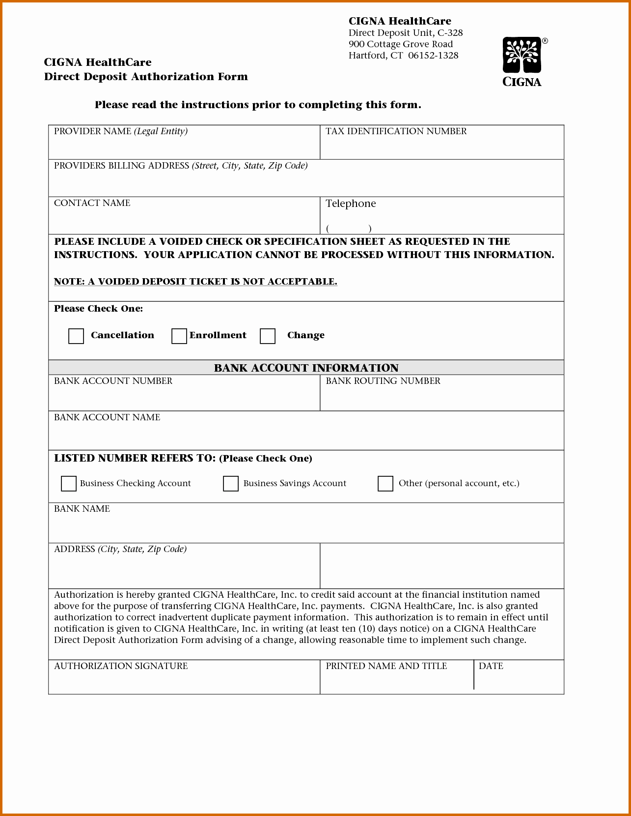 12 Sample Direct Deposit Authorization form