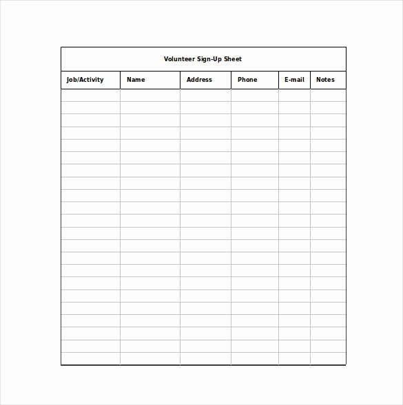 12 Sign Up Sheet Templates Free Excel Word Sample