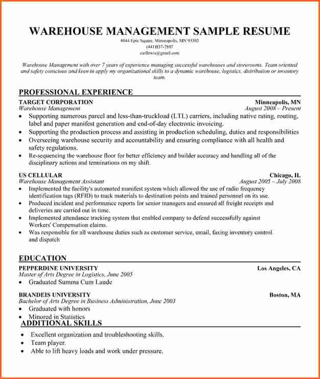 12 Warehouse and Logistics Cv Bud Template Letter