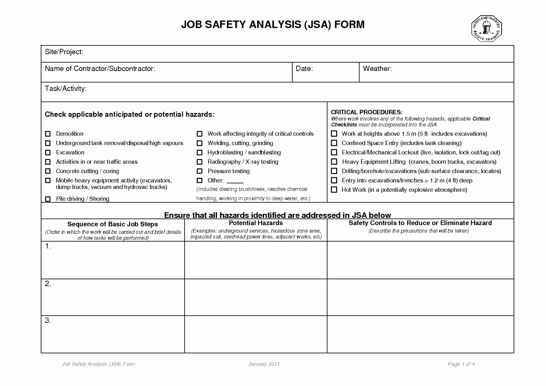 13 Best Of Job Hazard Analysis Template Worksheet
