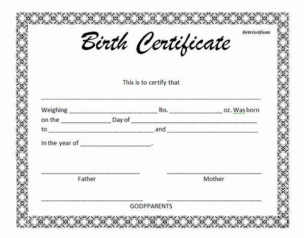 birth certificate template