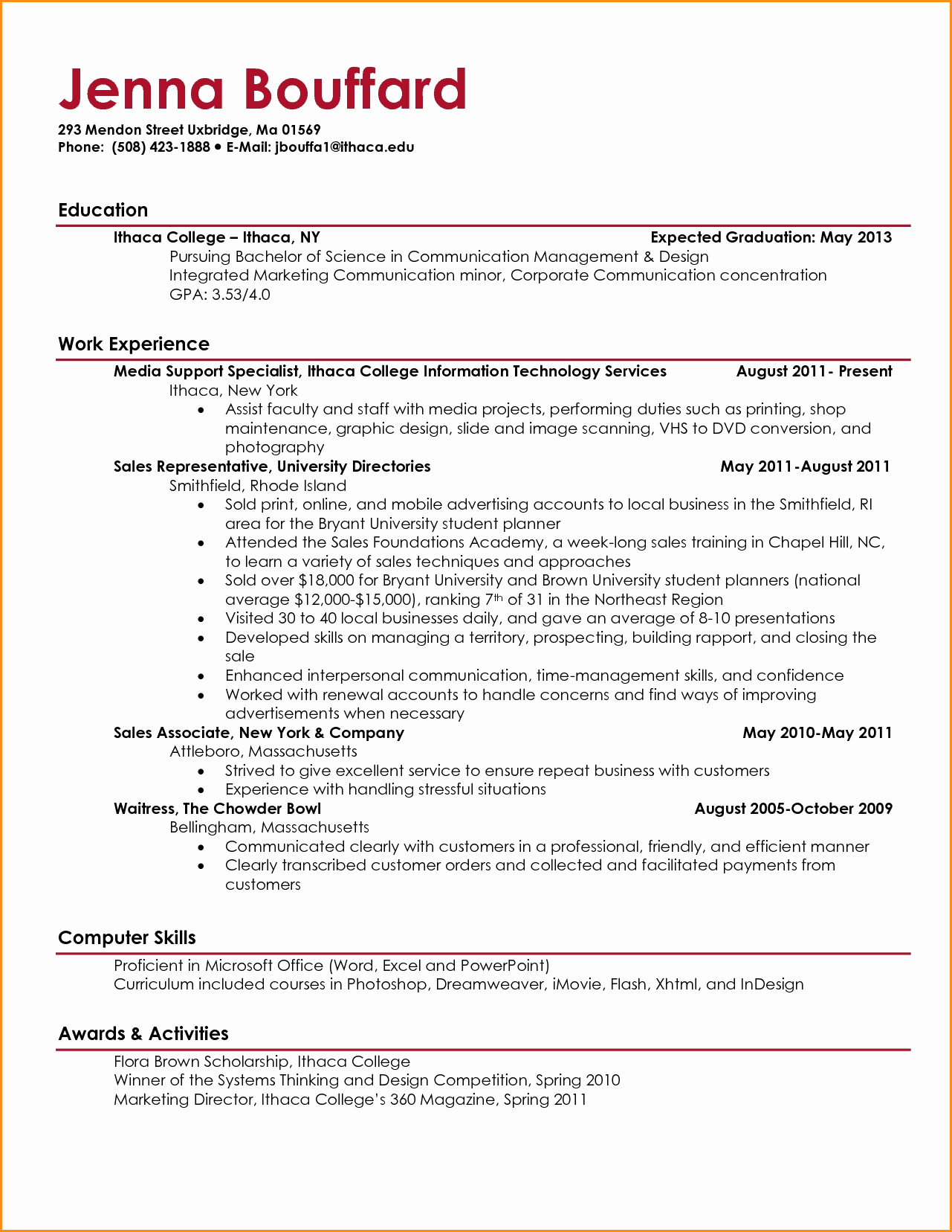 13 Good Resume for College Student