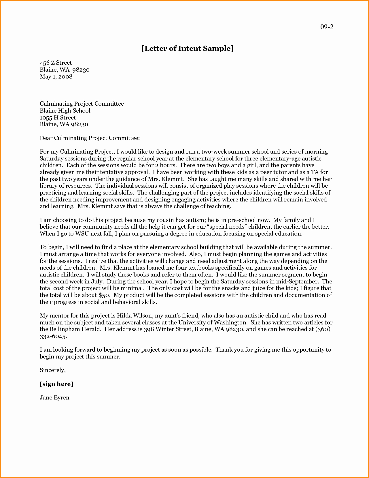 13 Grad School Letter Of Intent Sample
