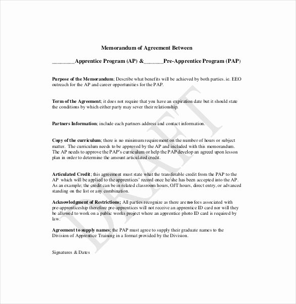 13 Memorandum Of Agreement Templates Pdf Doc