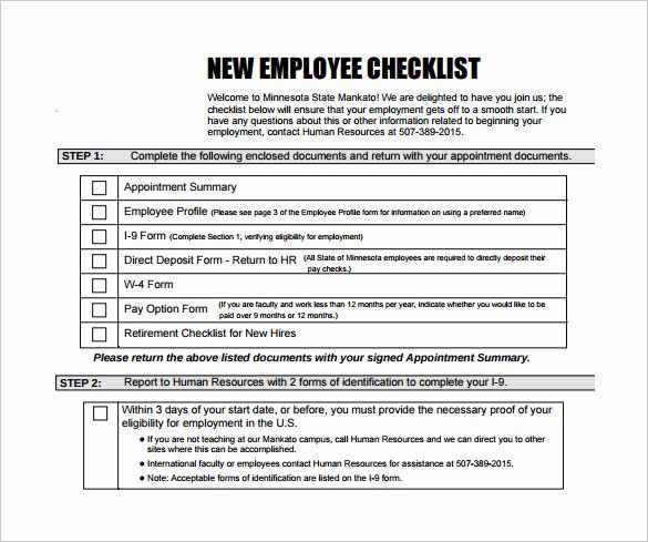 new hire checklist template