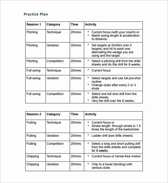 13 Practice Schedule Templates Word Excel Pdf