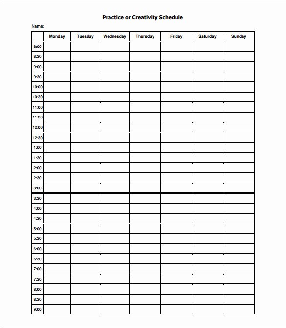 practice schedule template