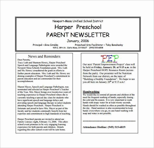 13 Printable Preschool Newsletter Templates – Free Word
