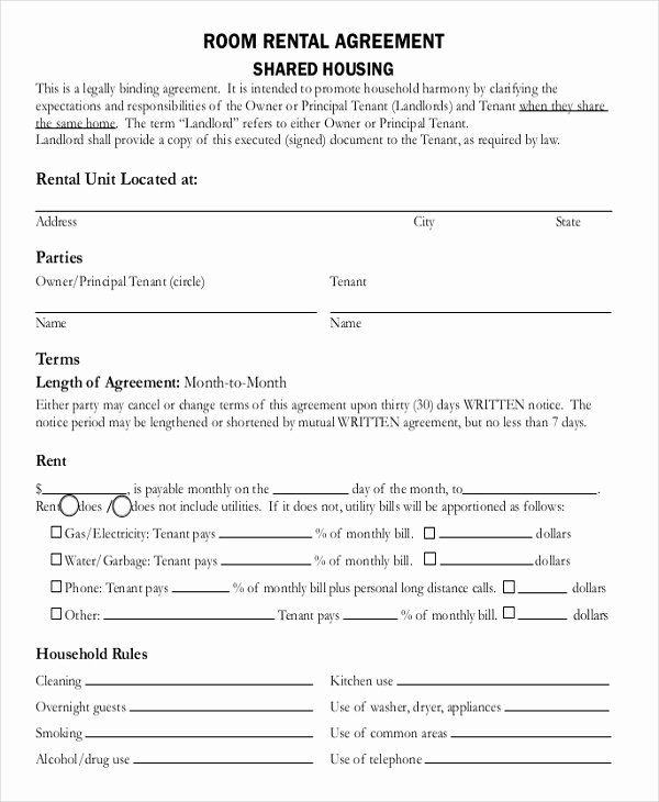 13 Room Rental Agreement Templates – Free Downloadable