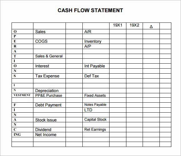 cash flow statement template