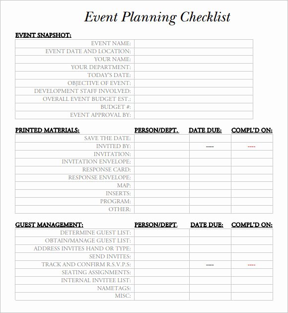 13 Sample event Planning Checklist Templates