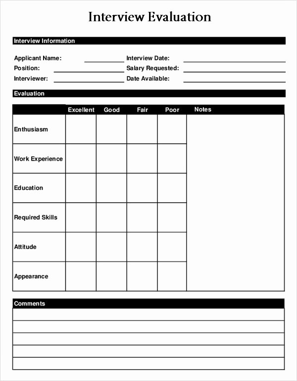 13 Sample Interview Evaluation form Templates to Downoad