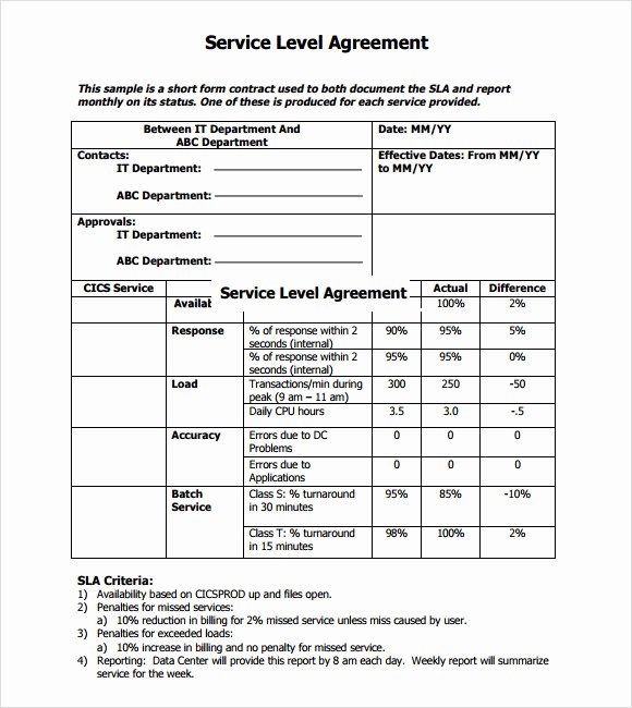 13 Service Level Agreement Samples