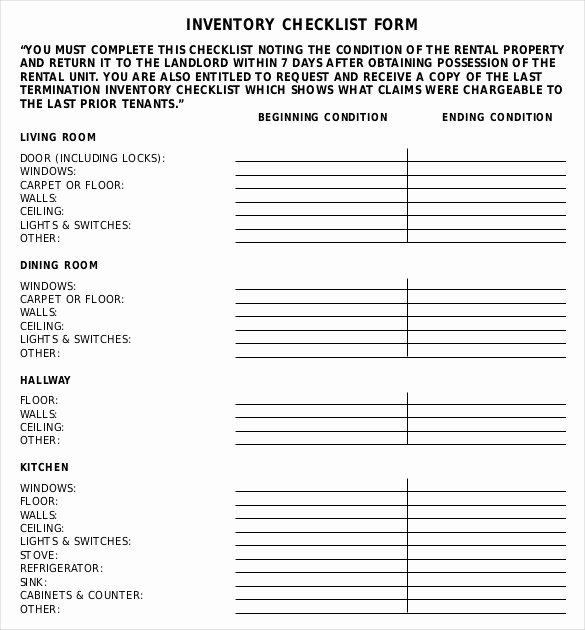 tenancy inventory template