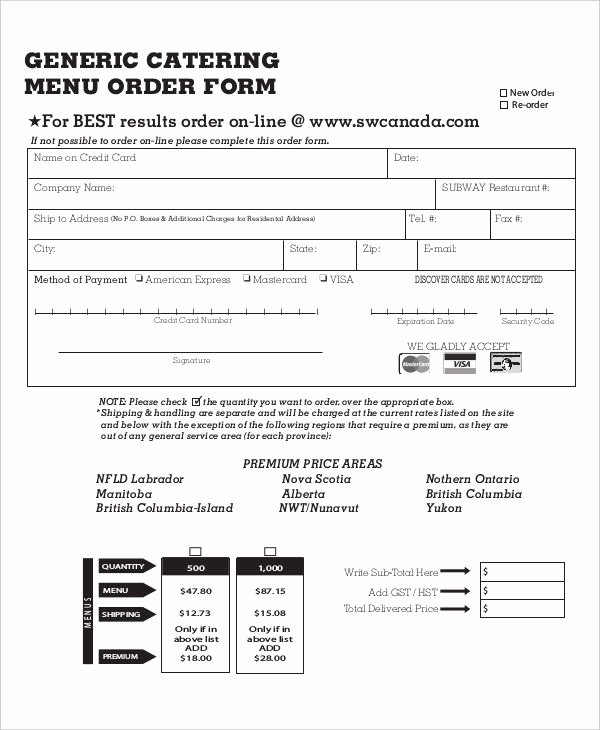 catering order form