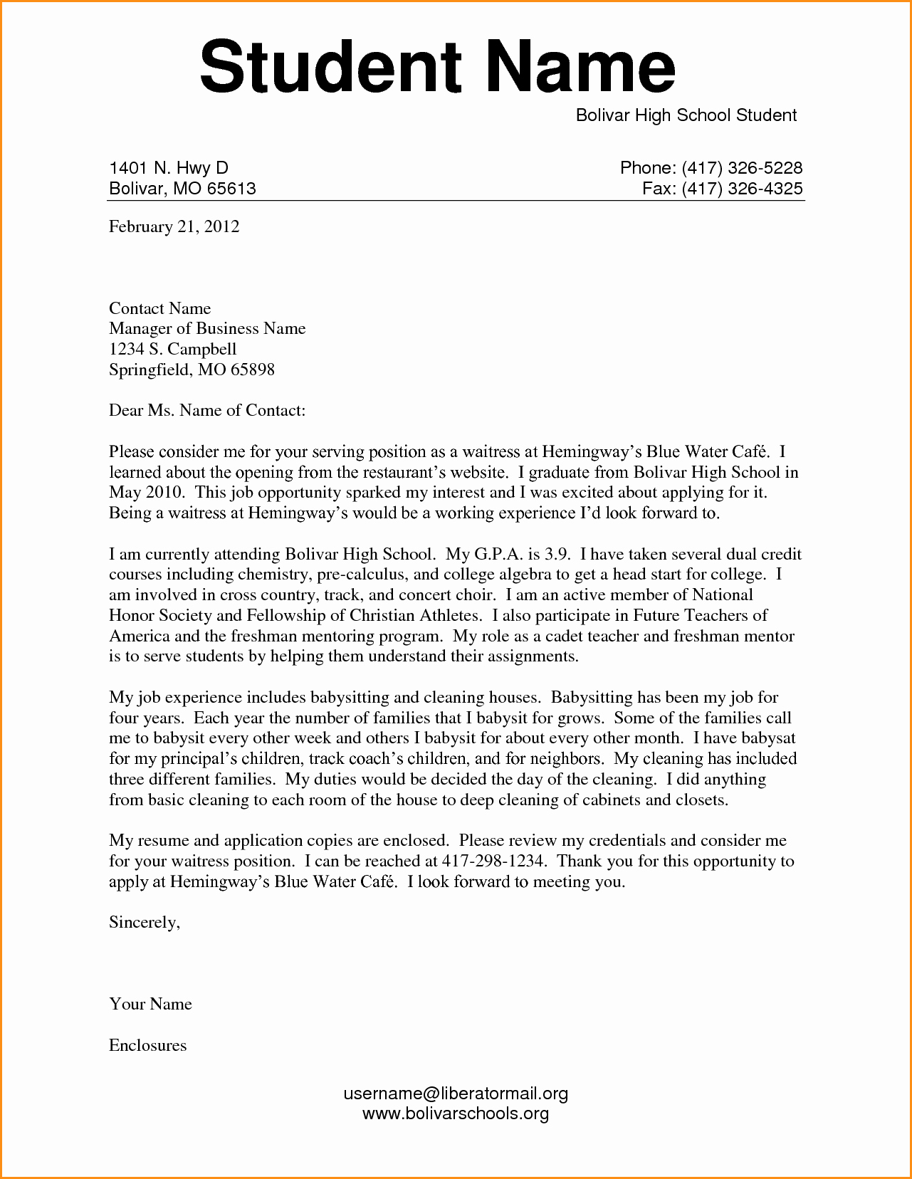 14 High School Cover Letter Template