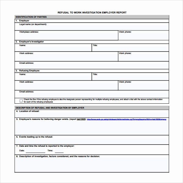 investigation report template