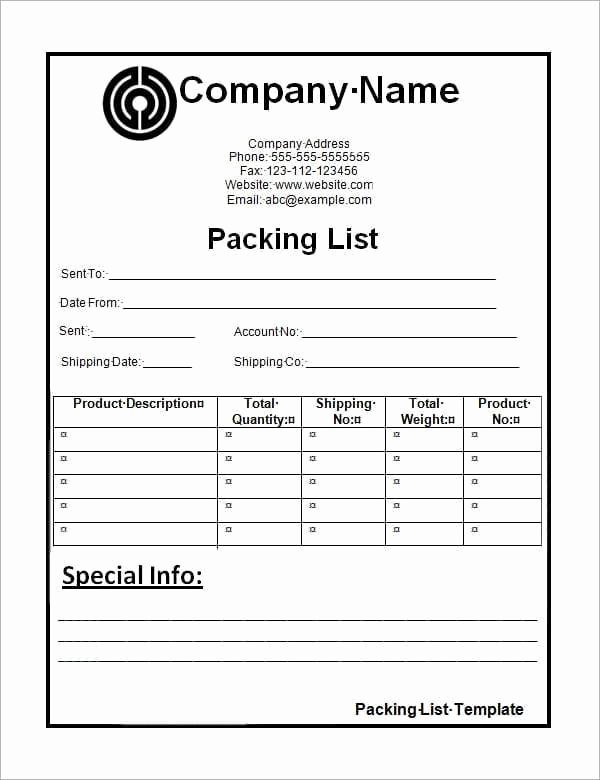 packing list templates