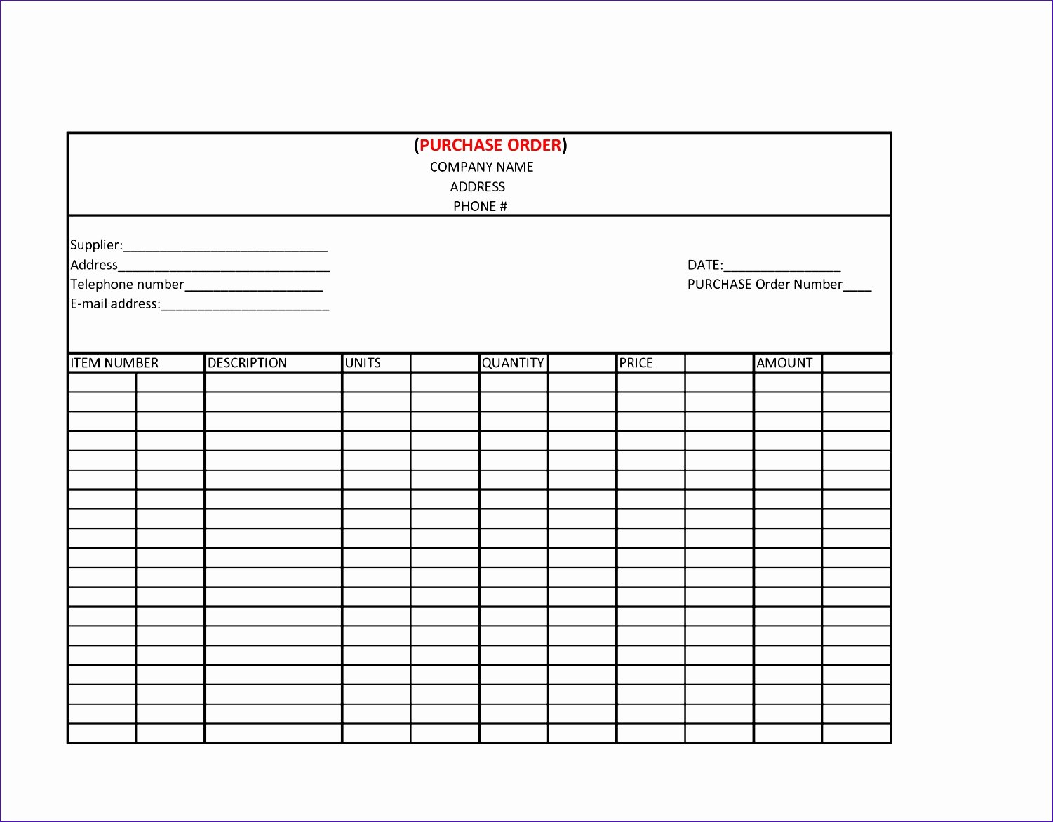 14 Purchase order Excel Template Exceltemplates