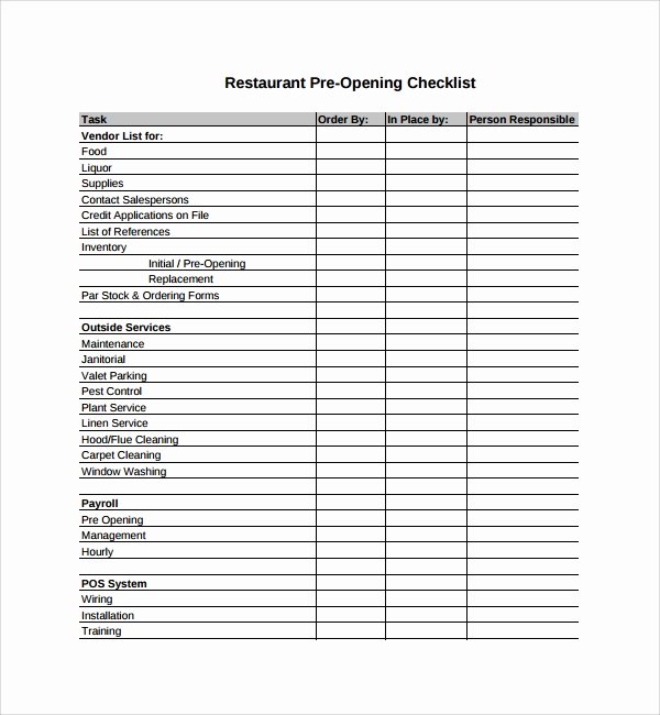 14 Restaurant Checklist Templates to Download