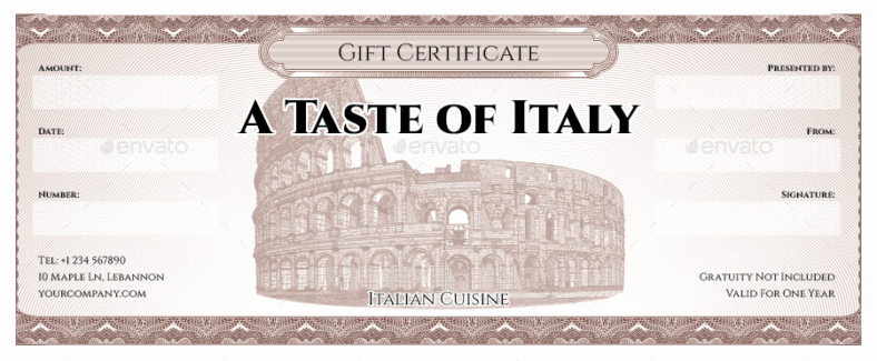 14 Restaurant Gift Certificates