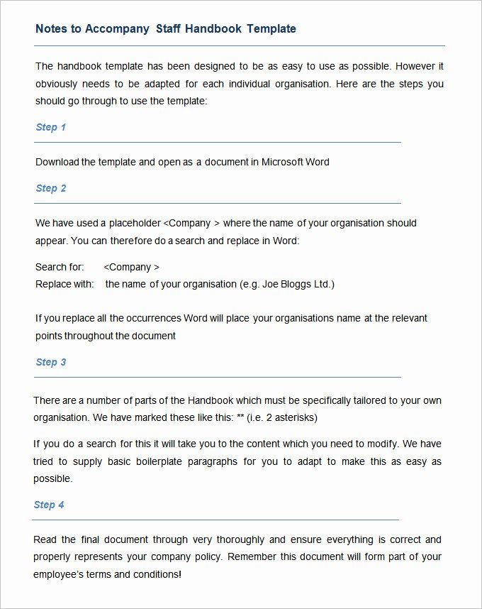 employee handbook manual template