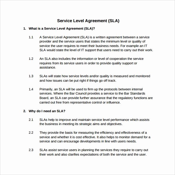 14 Sample Service Level Agreement Templates – Pdf Word