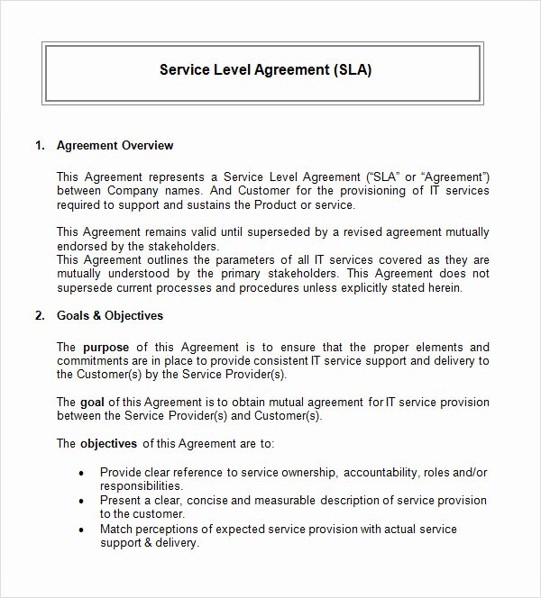 14 Sample Service Level Agreement Templates – Pdf Word
