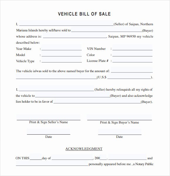 14 Sample Vehicle Bill Of Sales – Pdf Word