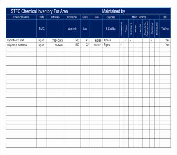 15 Chemical Inventory Templates – Free Sample Example