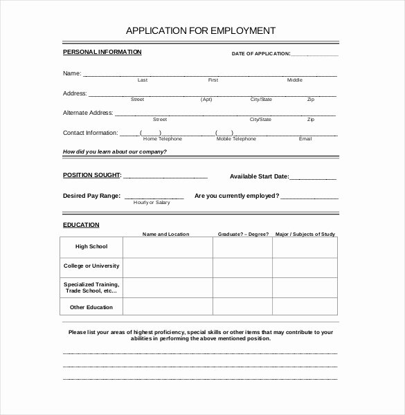 15 Employment Application Templates – Free Sample