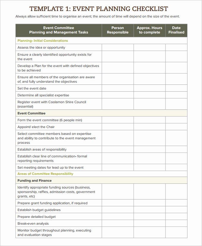 event planning checklist template