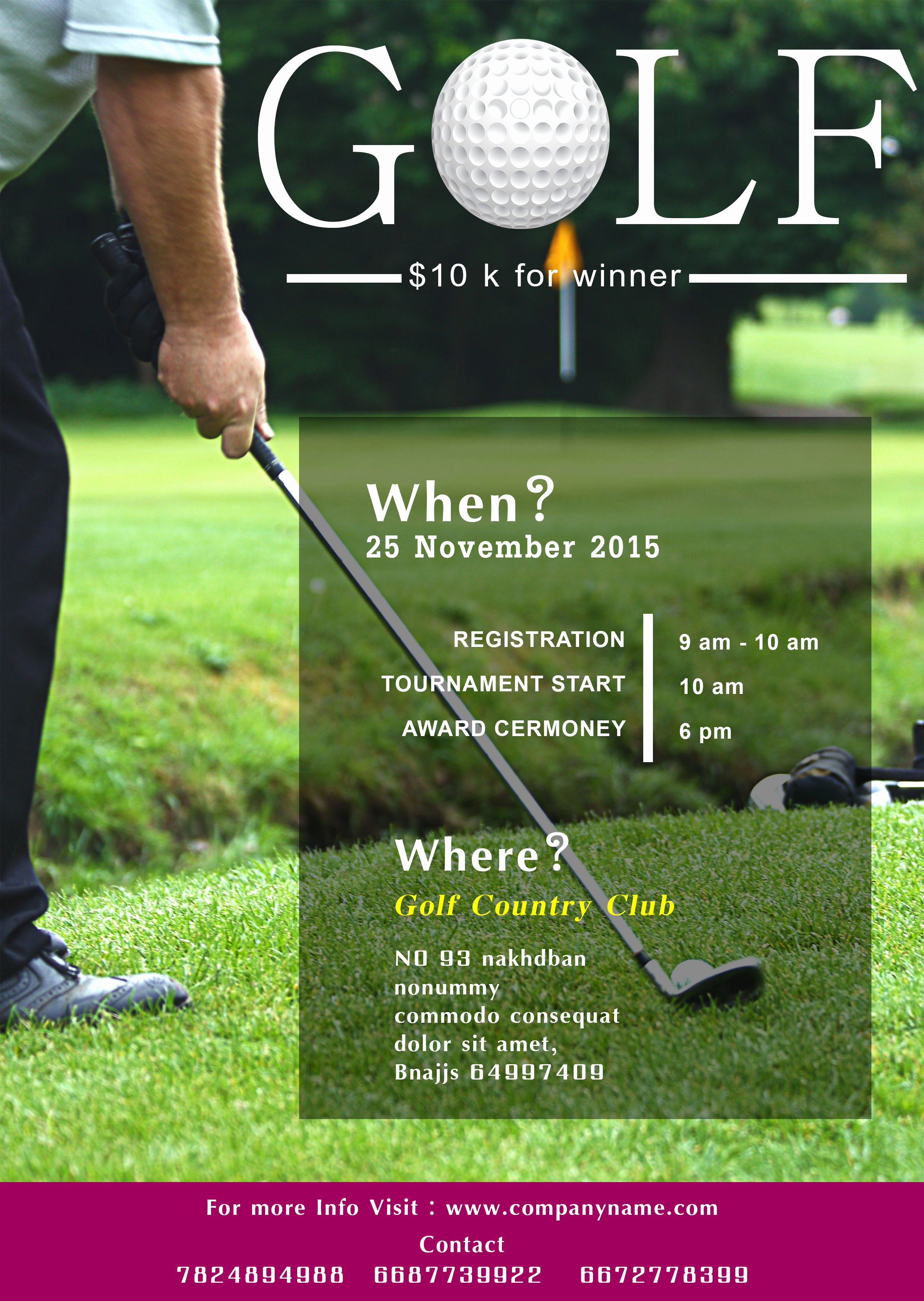 15 Free Golf tournament Flyer Templates Fundraiser