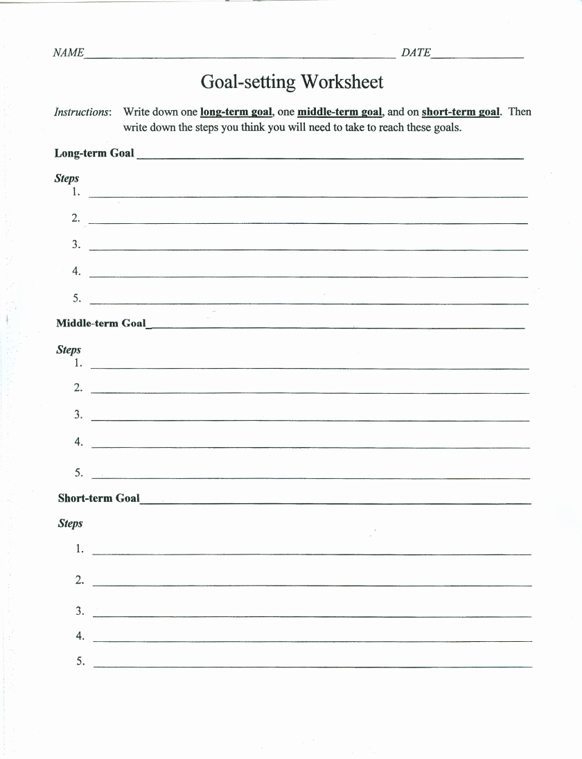 15 Goal Setting Worksheets Pdf Word Pages