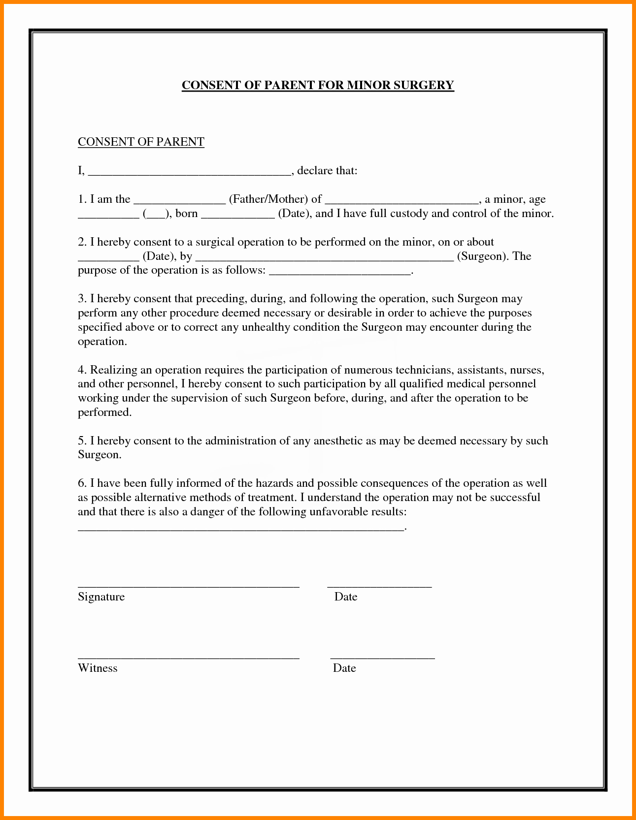 15 Medical Consent form Template for Minors