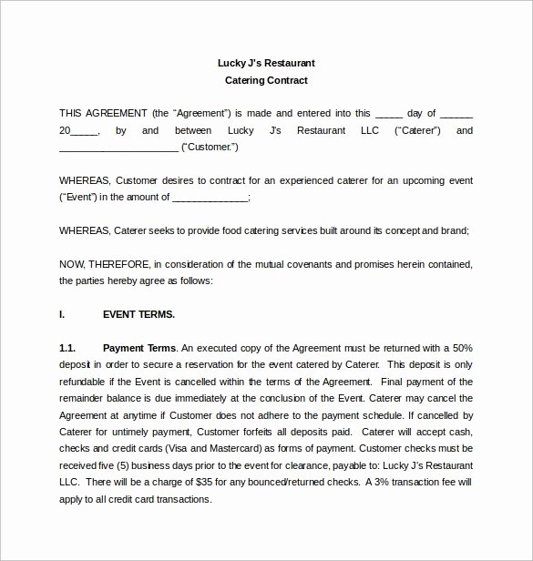 catering contract template