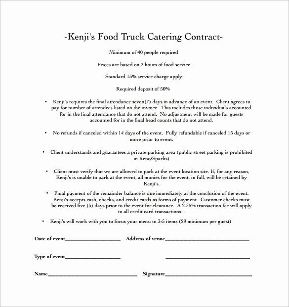 15 Sample Catering Contract Templates – Pdf Word Apple