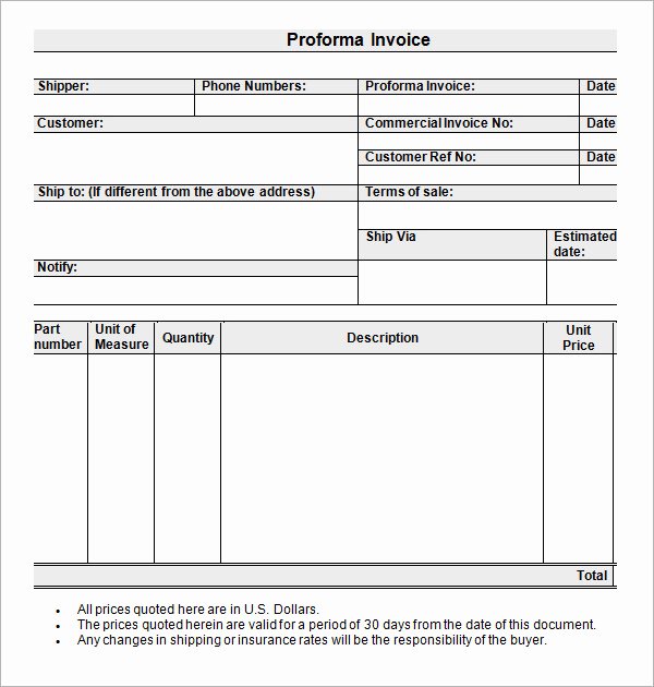 proforma invoice