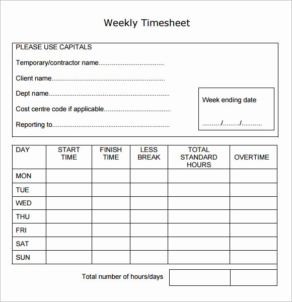 15 Sample Weekly Timesheet Templates for Free Download