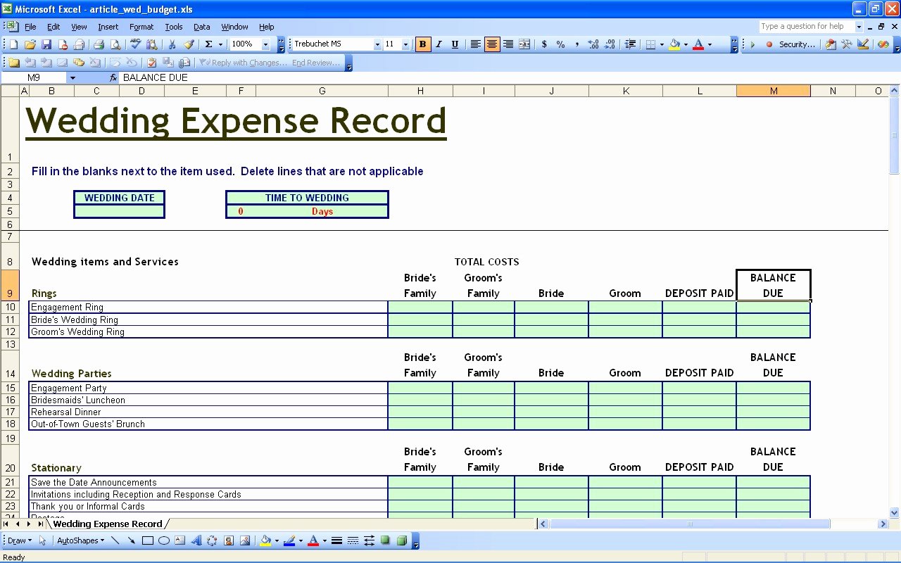 15 Useful Wedding Spreadsheets – Excel Spreadsheet