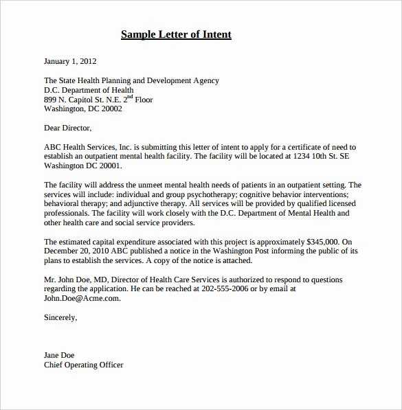 16 Free Letter Of Intent Templates Free Sample Example