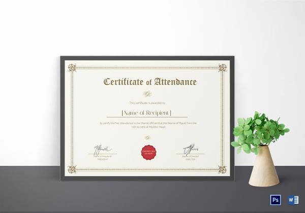 attendance certificate template