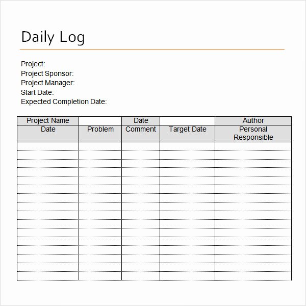 16 Sample Daily Log Templates – Pdf Doc