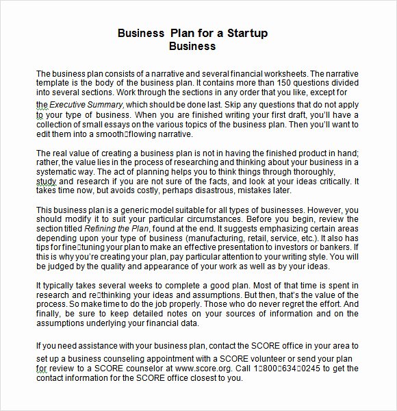 startup business plan template