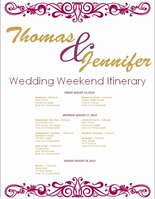 17 Best Ideas About Wedding Itinerary Template On