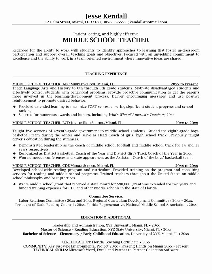 17 Best Images About Middle School English Teacher Resume